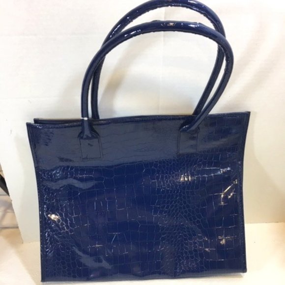 NWT The Chelsea Tote Faux Croc Pattern on Front Blue 15x12.5 - Picture 2 of 10